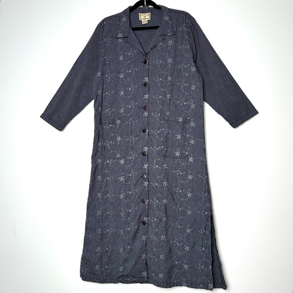 April Cornell Dresses & Skirts - Vintage April Cornell Boho Cottagecore Shirt Dress Embroidered Garden Girl